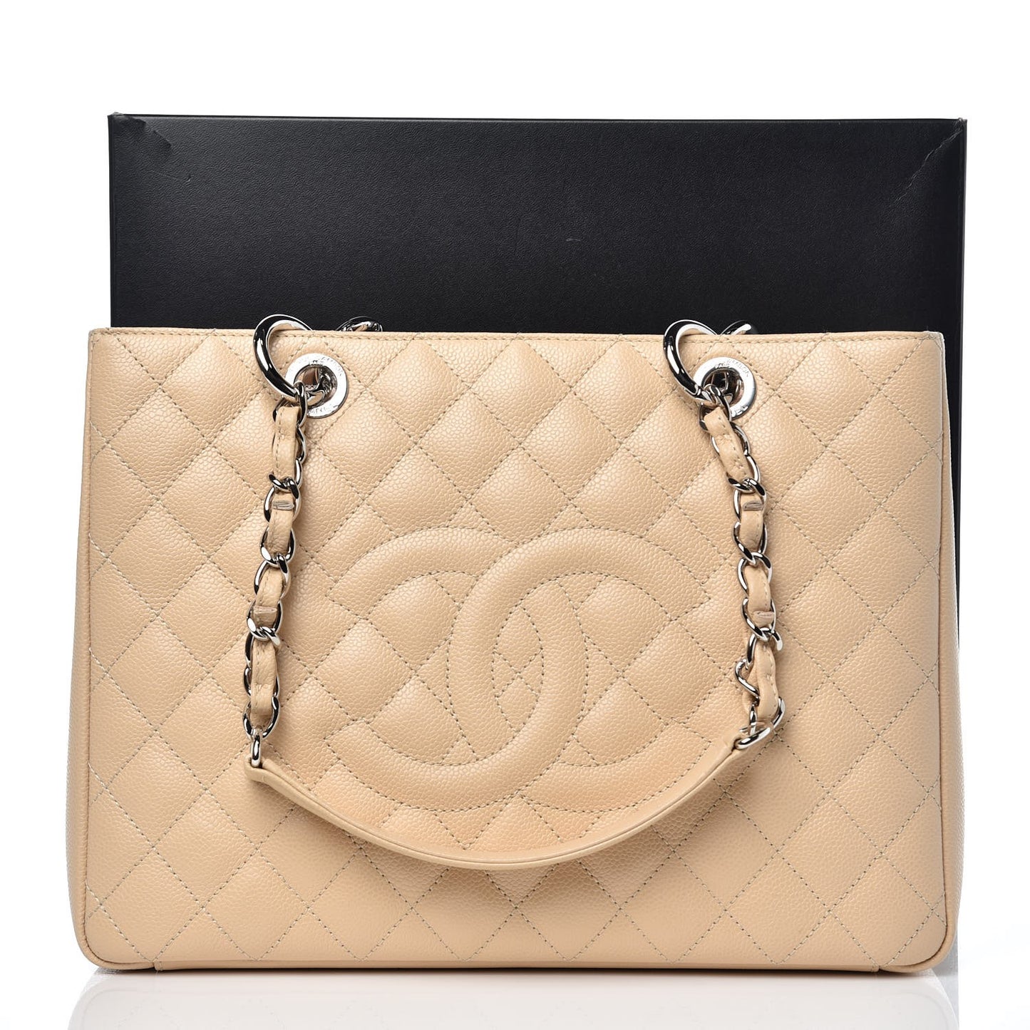 Caviar Quilted Grand Shopping Tote GST Beige Clair