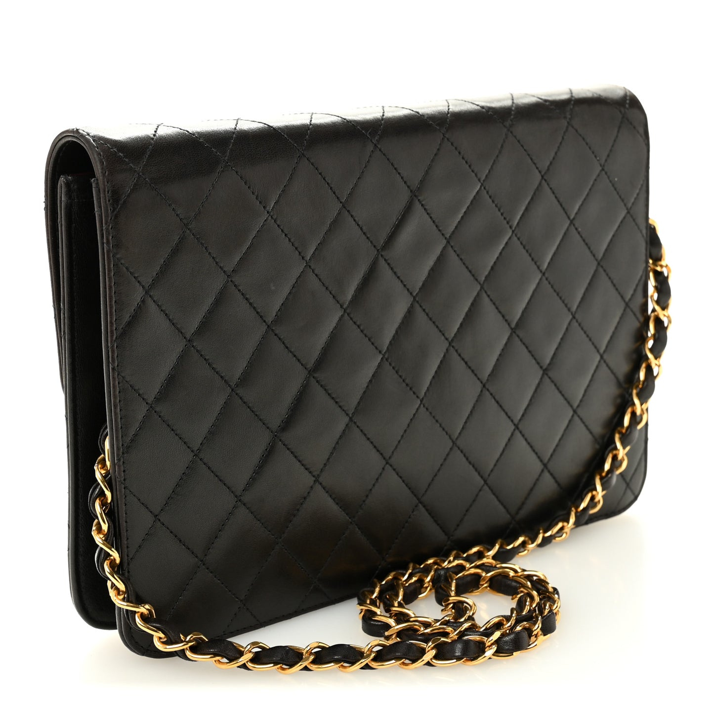 Lambskin Quilted Medium Single Flap Black