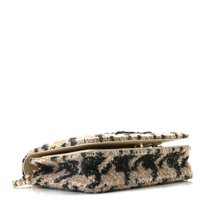 Chanel Tweed Shearling Quilted Chanel Wallet On Chain WOC and Coin Purse Beige Black 4 of 10