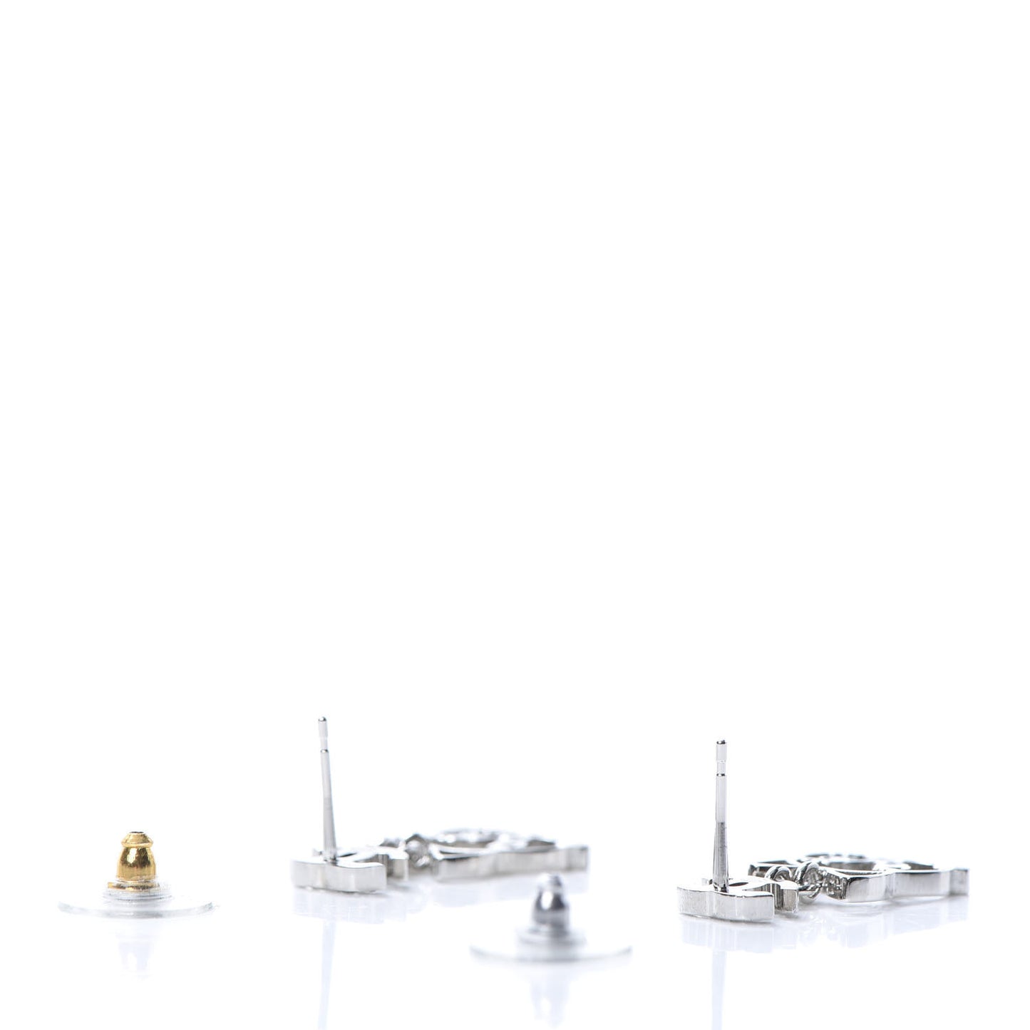 Crystal Emoji Choupette Cat CC Earrings Silver