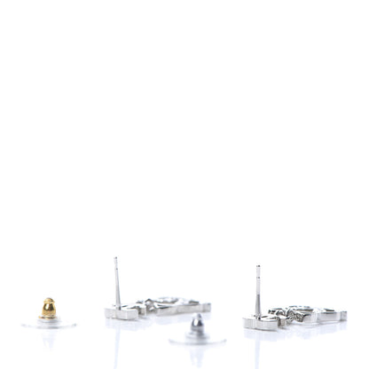 Chanel Crystal Emoji Choupette Cat CC Earrings Silver 3 of 6