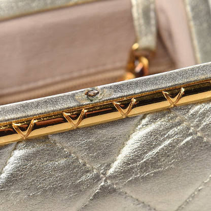 Chanel Metallic Lambskin Quilted CC Kiss Lock Evening Clutch Gold 12 of 12