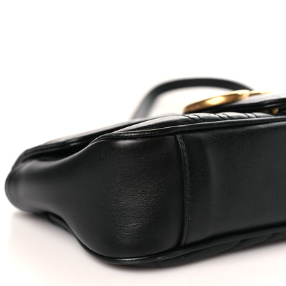 Gucci Calfskin Matelasse Mini GG Marmont Shoulder Bag Black 8 of 9