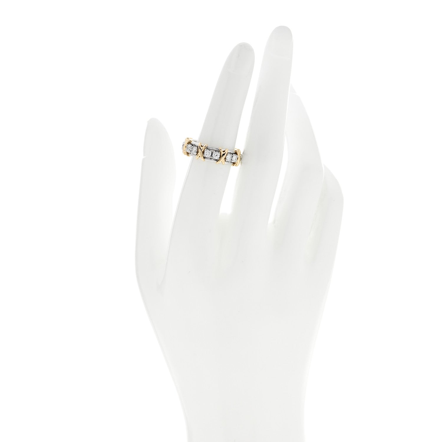 Tiffany Platinum 18K Yellow Gold Diamond Schlumberger Sixteen Stone Ring 54 7 2 of 7