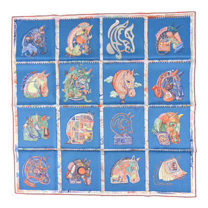 Hermes Silk Chevaloscope Scarf 90 Bleu Orange Multicolor 1 of 3
