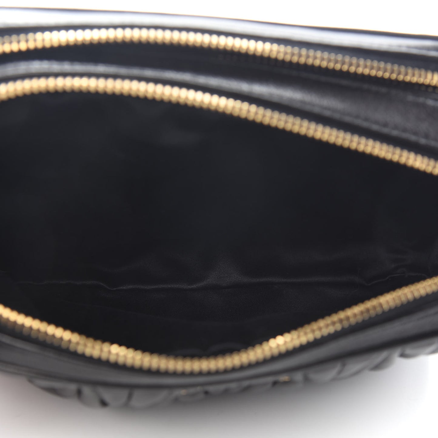 Nappa Matelasse Double Zip Pochette Clutch Black
