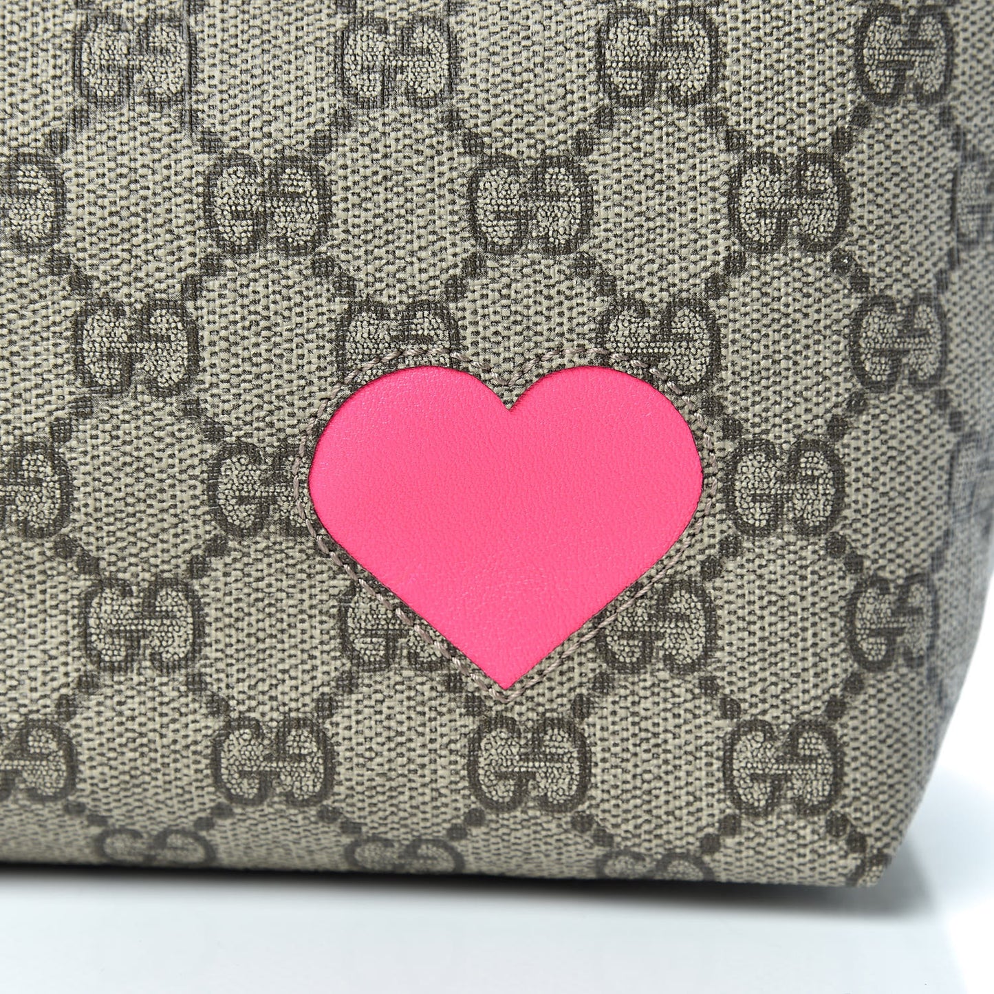 GG Supreme Monogram Kids Heart Tote Pink