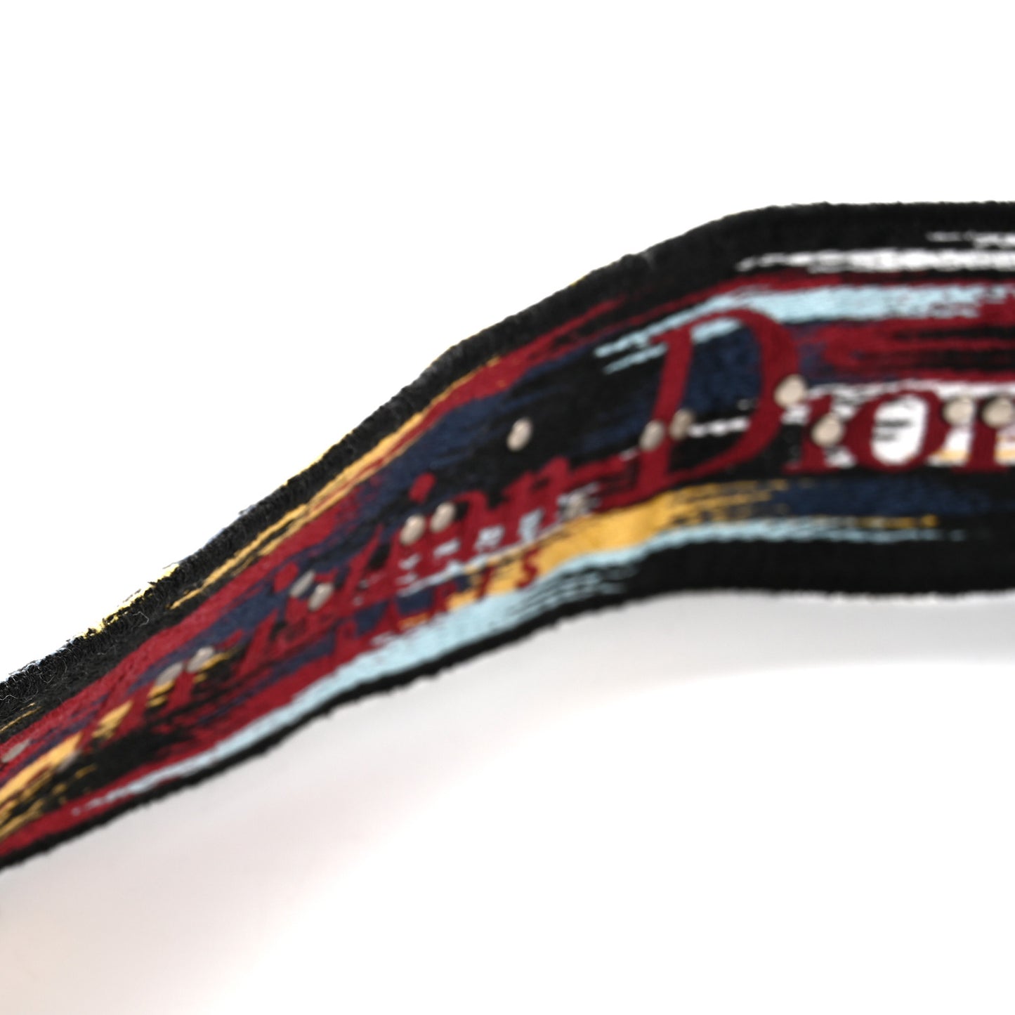 Canvas Embroidered Studded Shoulder Strap Black Multicolor