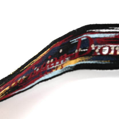 Christian Dior Canvas Embroidered Studded Shoulder Strap Black Multicolor 6 of 7