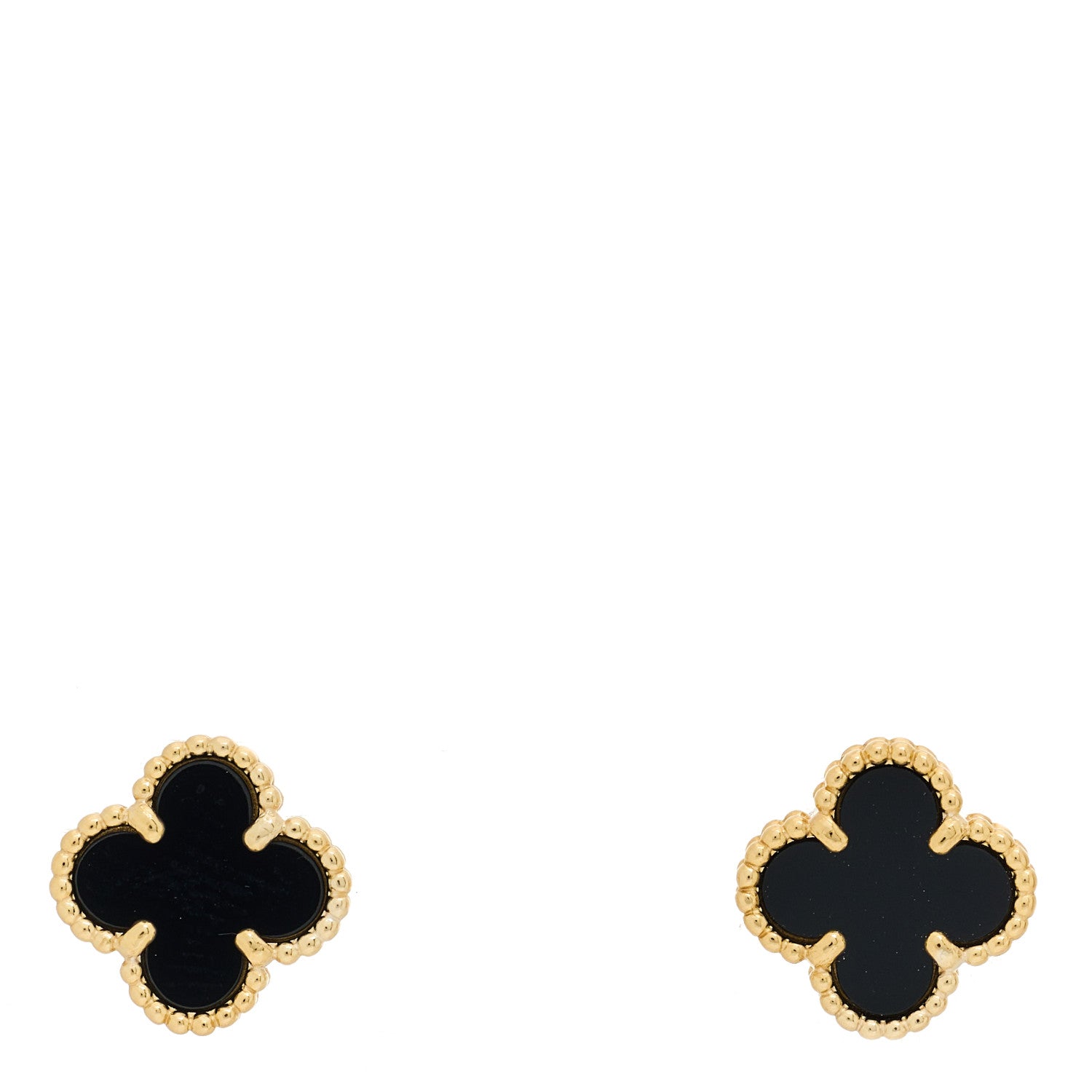 Van Cleef & Arpels 18K Yellow Gold Black Onyx Sweet Alhambra Earrings 1 of 5