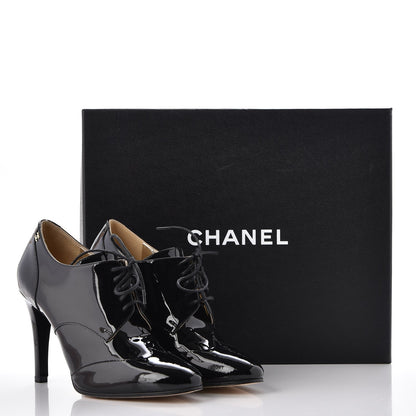 Chanel Patent Calfskin Cap Toe Short Boots 36 Black 9 of 9