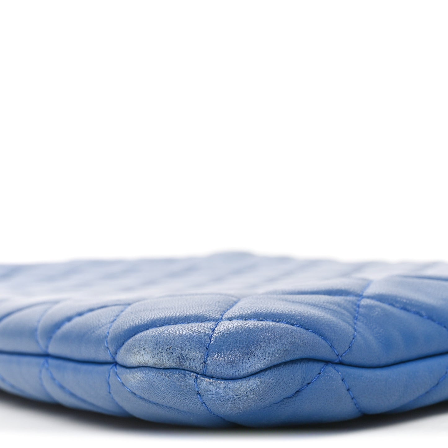 Lambskin Quilted Large Cosmetic Case Blue
