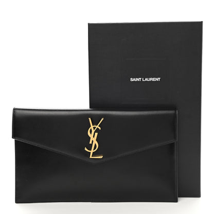 Saint Laurent Smooth Shiny Calfskin Monogram Uptown Pouch Black 8 of 8