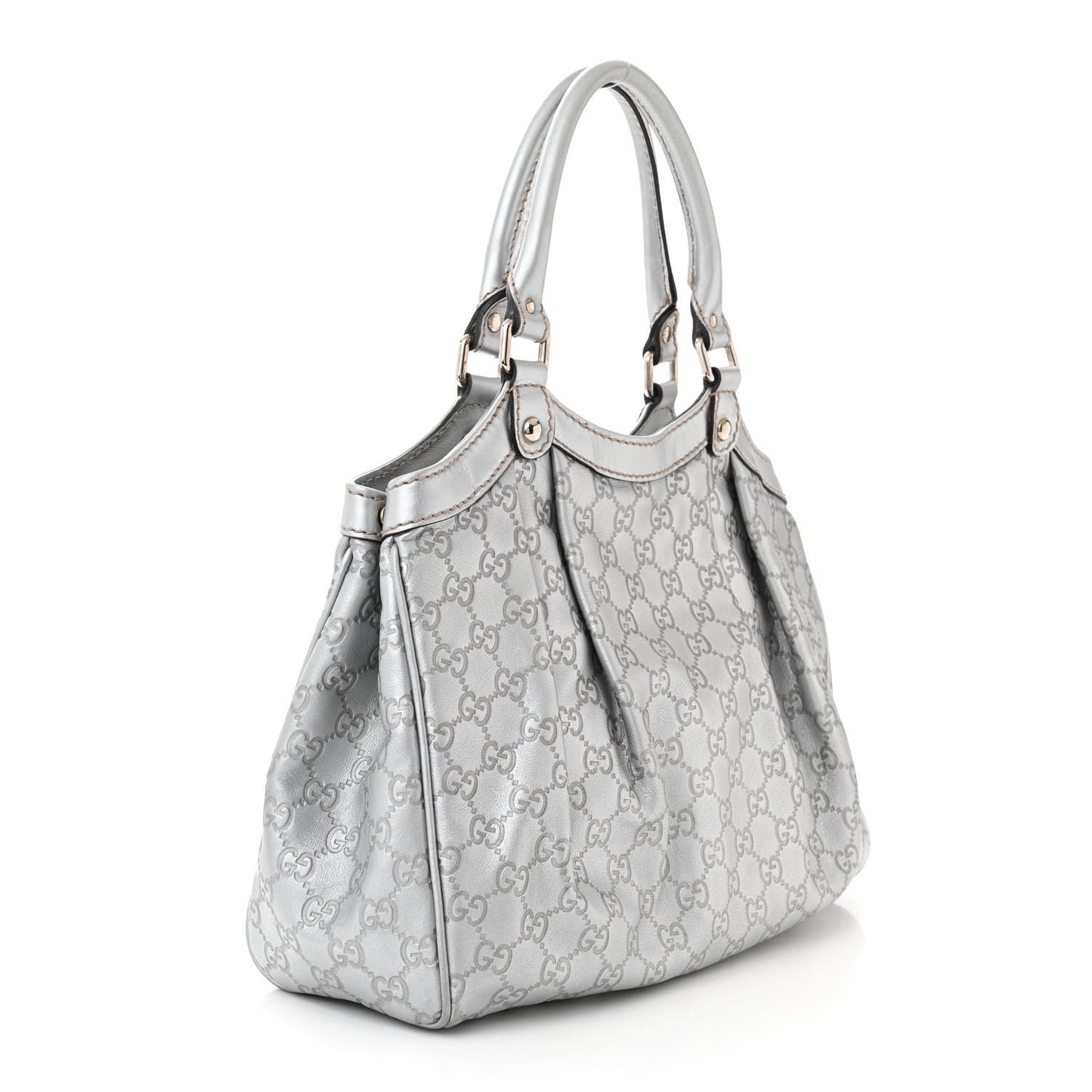 Guccissima Medium Sukey Tote Silver