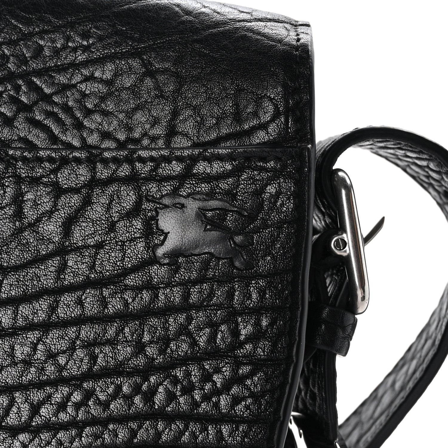 Burberry Grain Calfskin Chess Satchel Bag Black 9 of 9