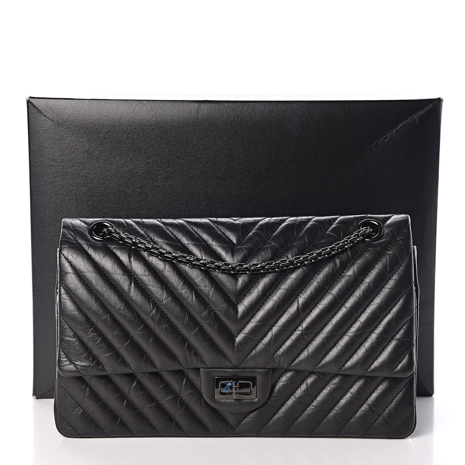 Chanel Aged Calfskin Chevron Quilted 2.55 Reissue 226 So Black 10 of 10