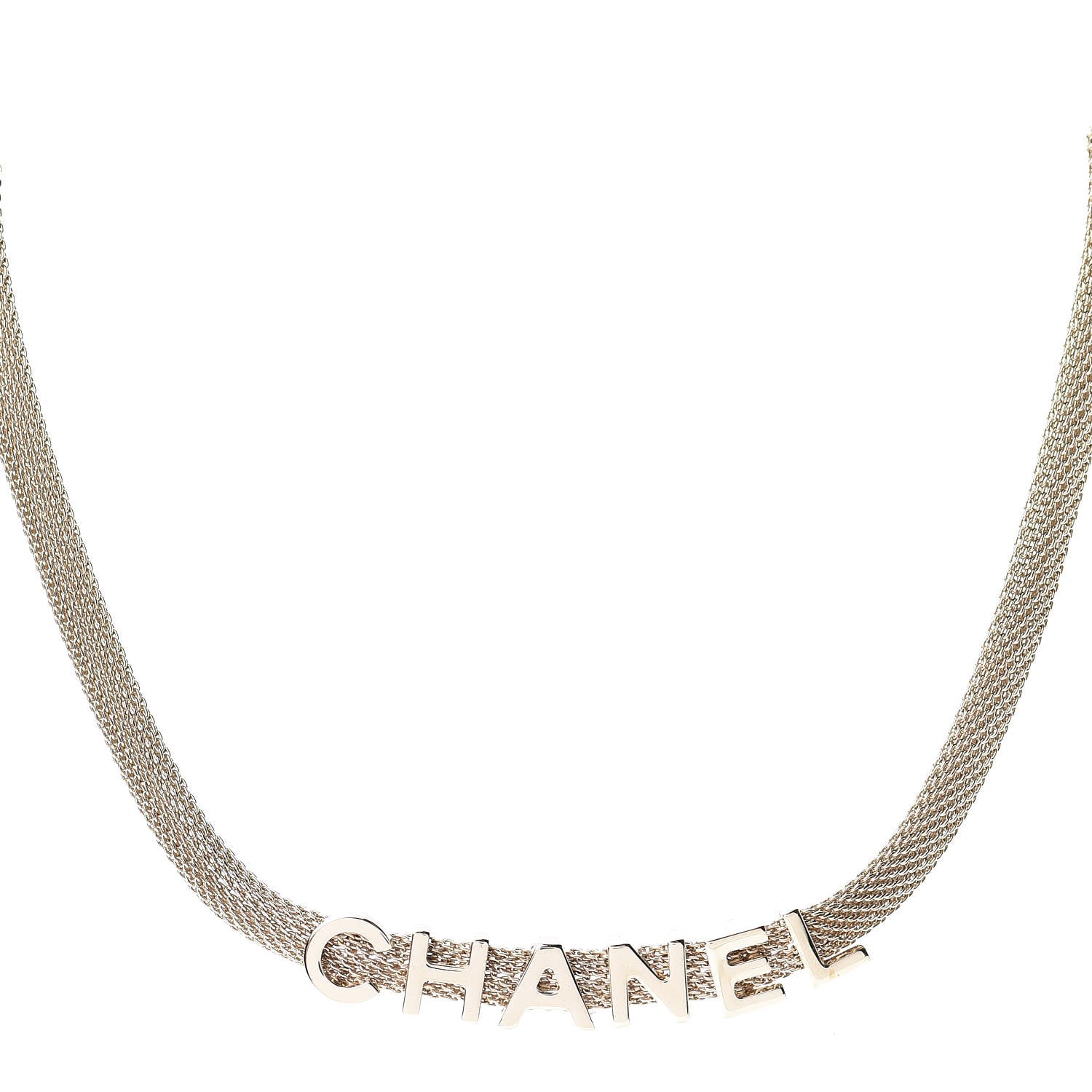 Chanel Mesh Logo Choker Necklace Gold 1 of 5