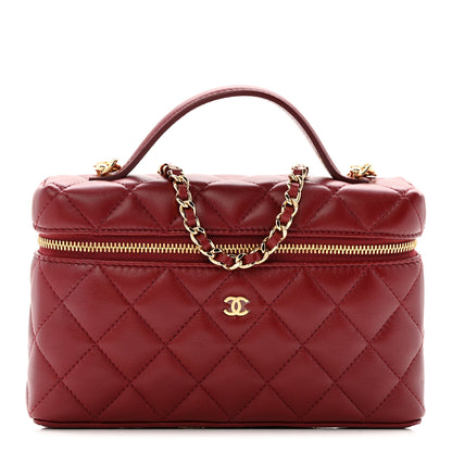 Chanel Lambskin Quilted Top Handle Slim Vanity With Chain Burgundy 1 of 13
