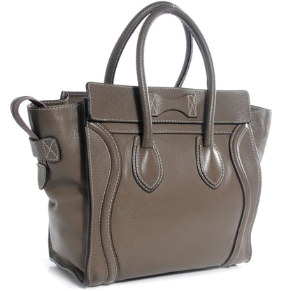 Celine Drummed Calfskin Micro Luggage Souris 3 of 7