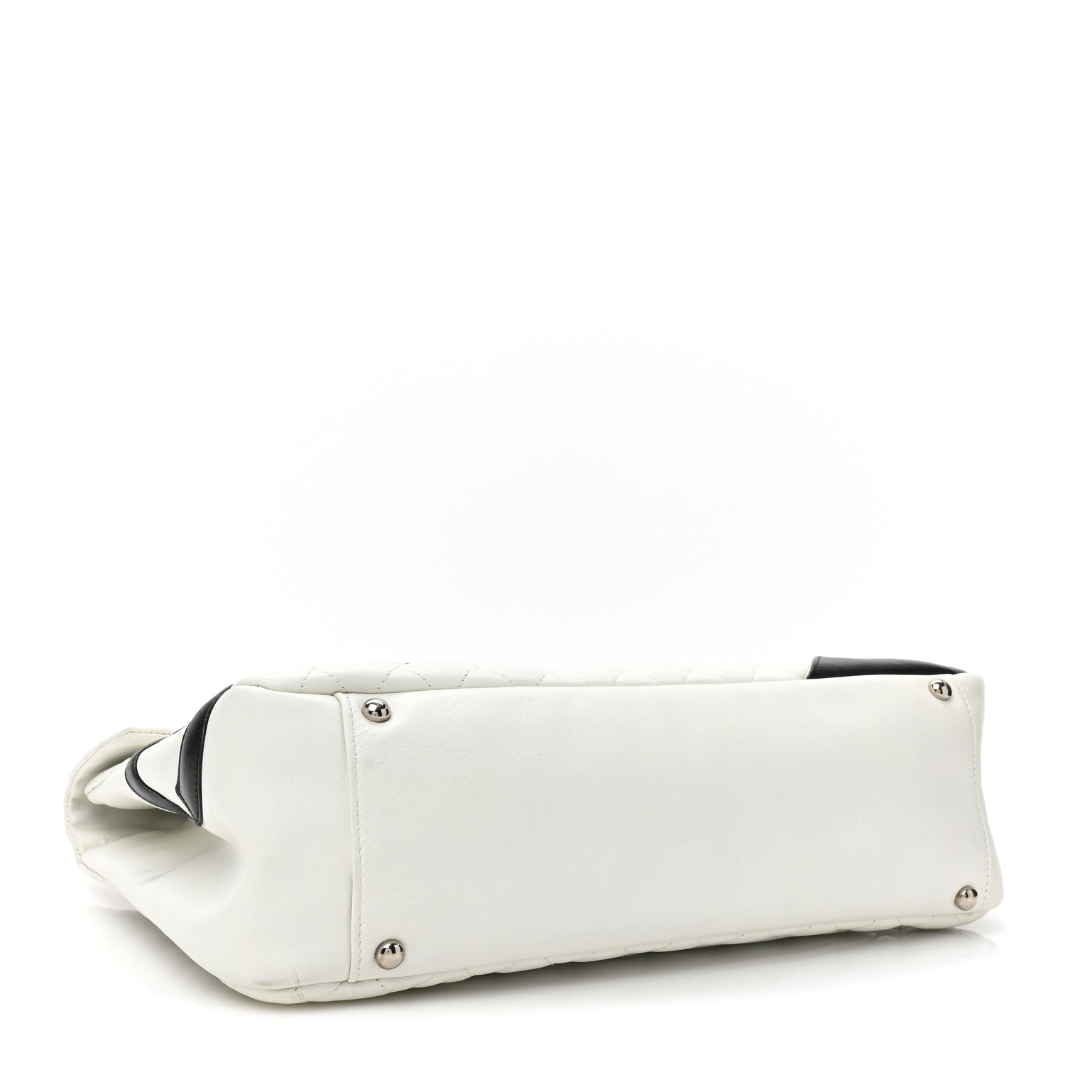 Chanel Calfskin Quilted Large Cambon Flap White Black 4 of 14
