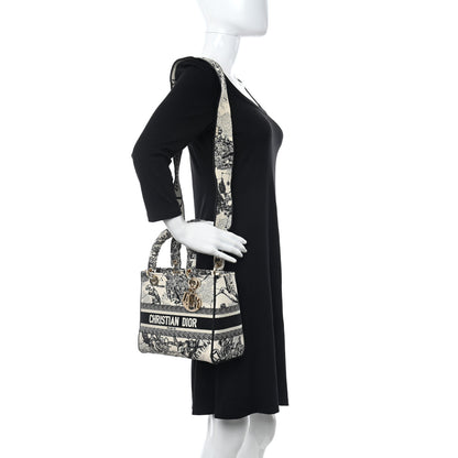 Christian Dior Canvas Embroidered Zodiac Toile De Jouy Medium Lady D-Lite Latte 2 of 10