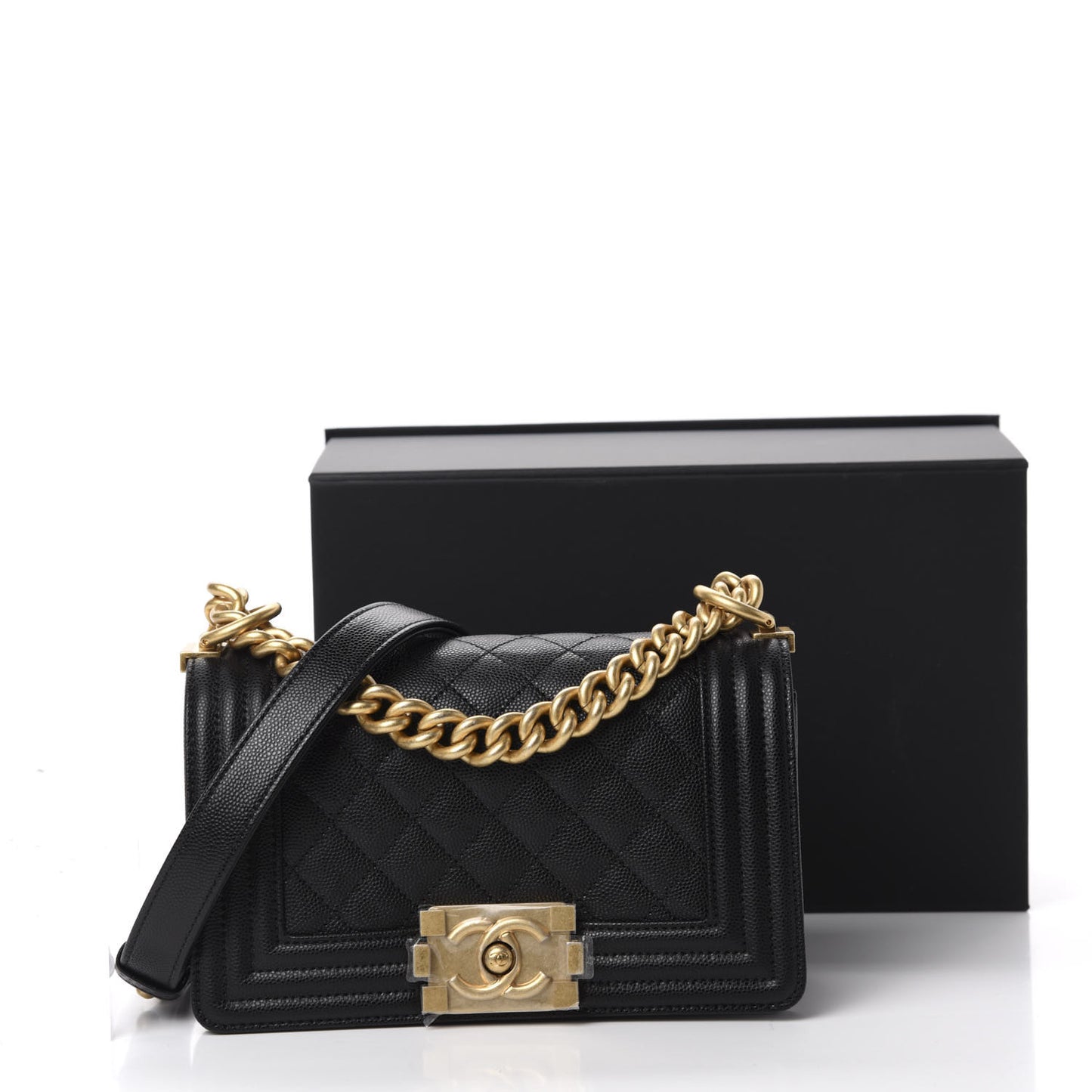 Caviar Quilted Small Boy Flap Black