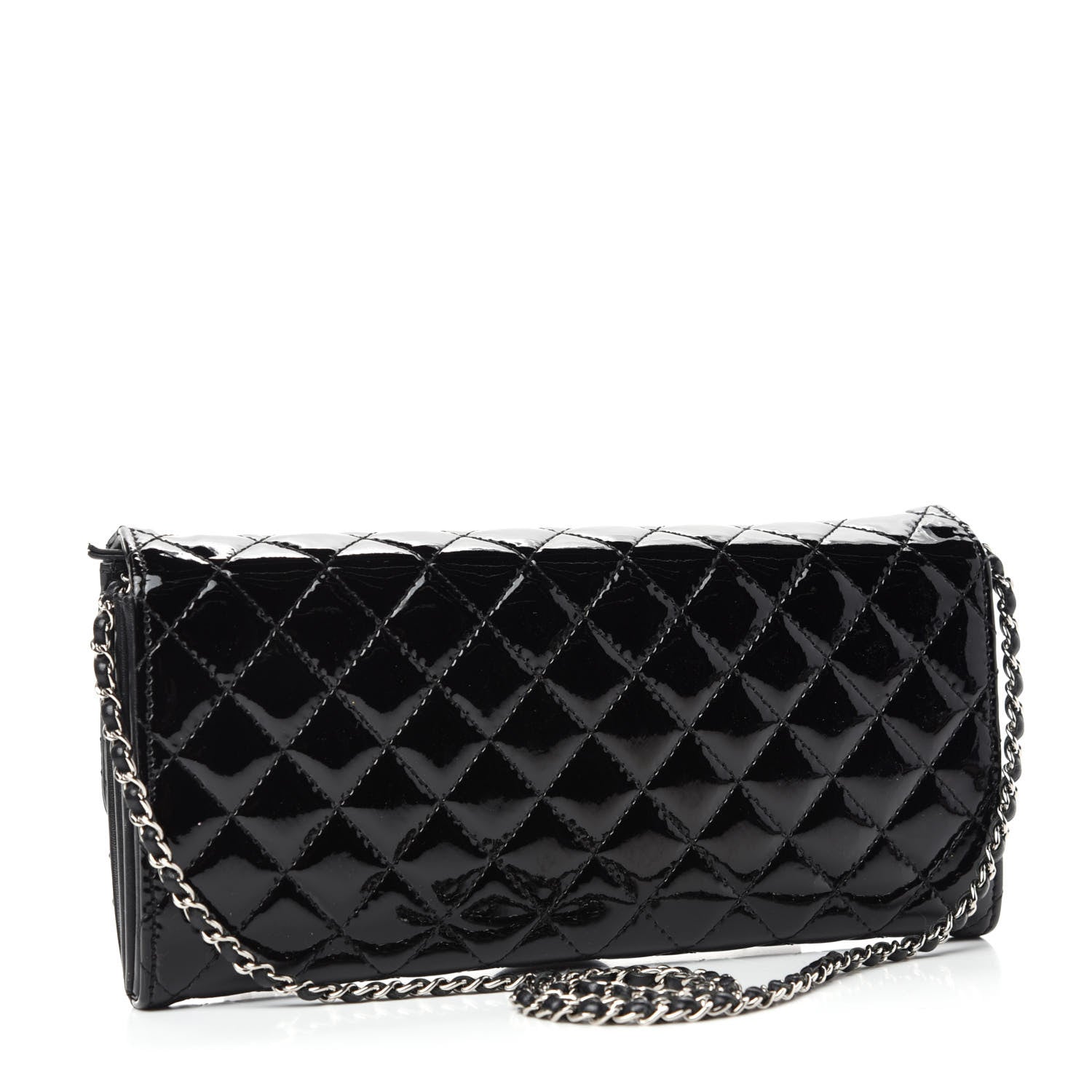 Chanel Patent Calfskin Quilted Brilliant East West Flap Clutch Black 3 of 11