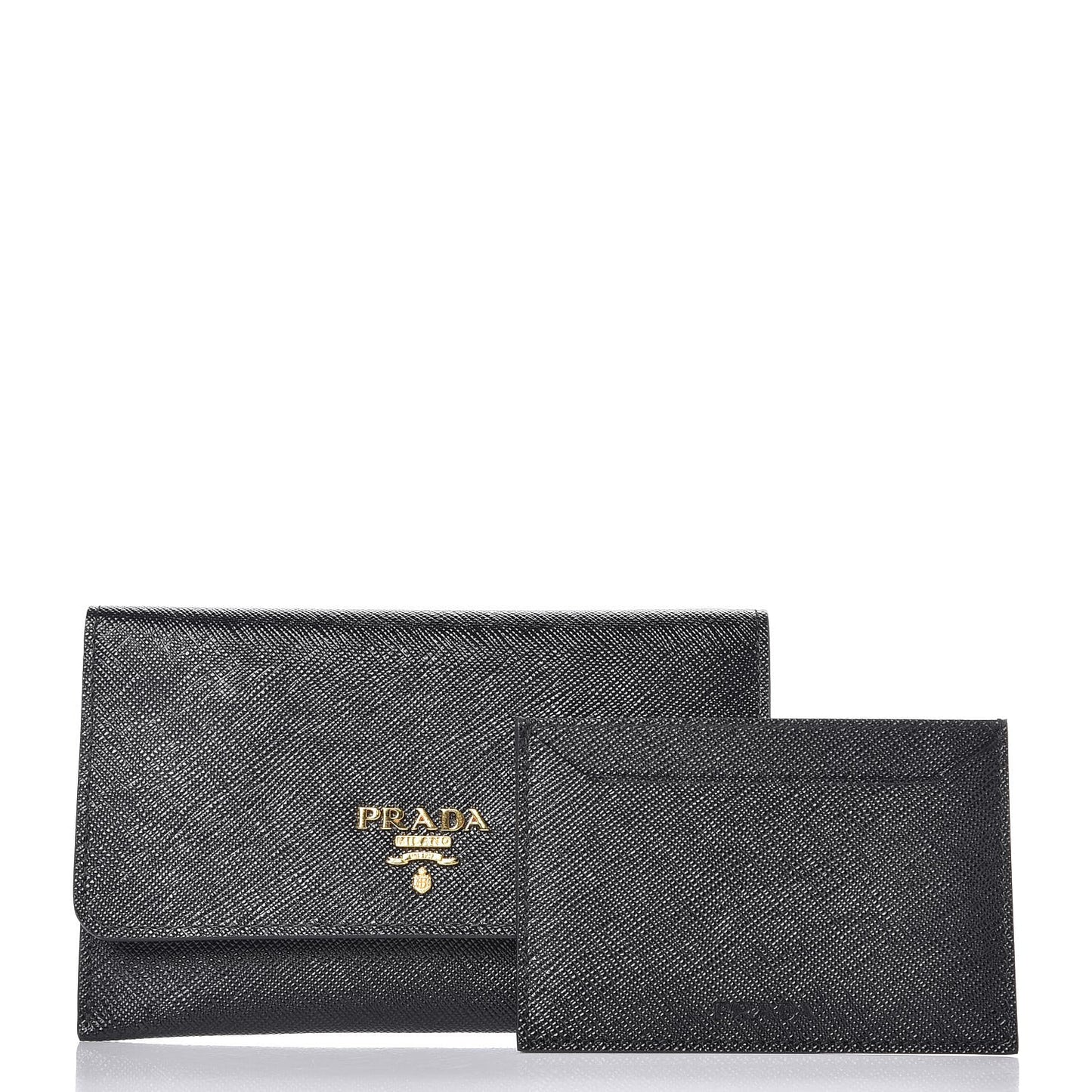 Saffiano Metal Flap Wallet Black