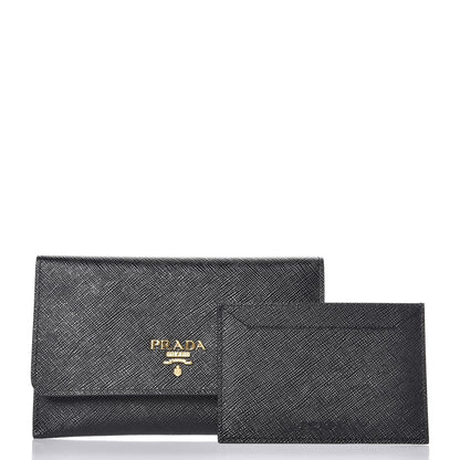 Prada Saffiano Metal Flap Wallet Black 8 of 8