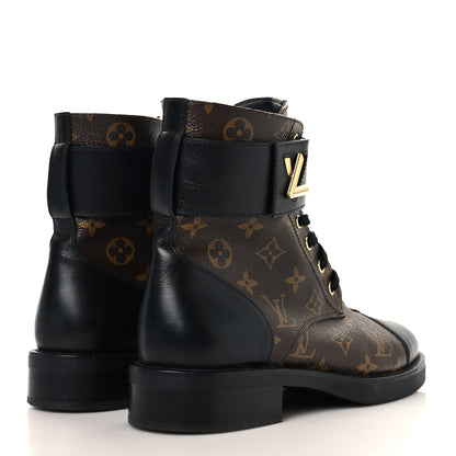 Louis Vuitton Calfskin Monogram Wonderland Flat Ranger Boots 40.5 Black 5 of 9