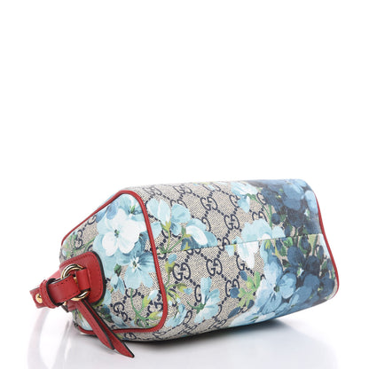 Gucci GG Supreme Monogram Blooms Mini Boston Navy Blue Hibiscus 4 of 9