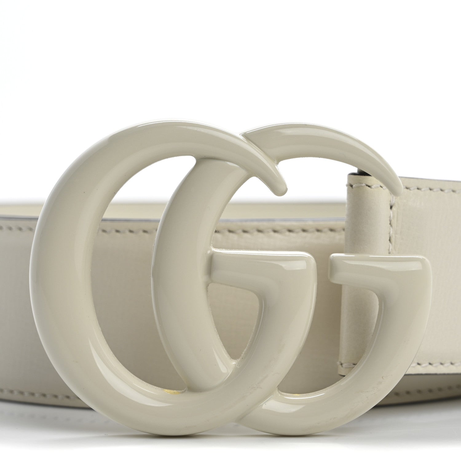 Gucci Azalea Calfskin Enamel Monochrome Double G 40mm Belt 85 34 Mystic White 7 of 8
