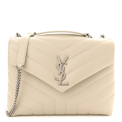 Saint Laurent Calfskin Y Quilted Monogram Small Loulou Chain Satchel Blanc Vintage 1 of 9