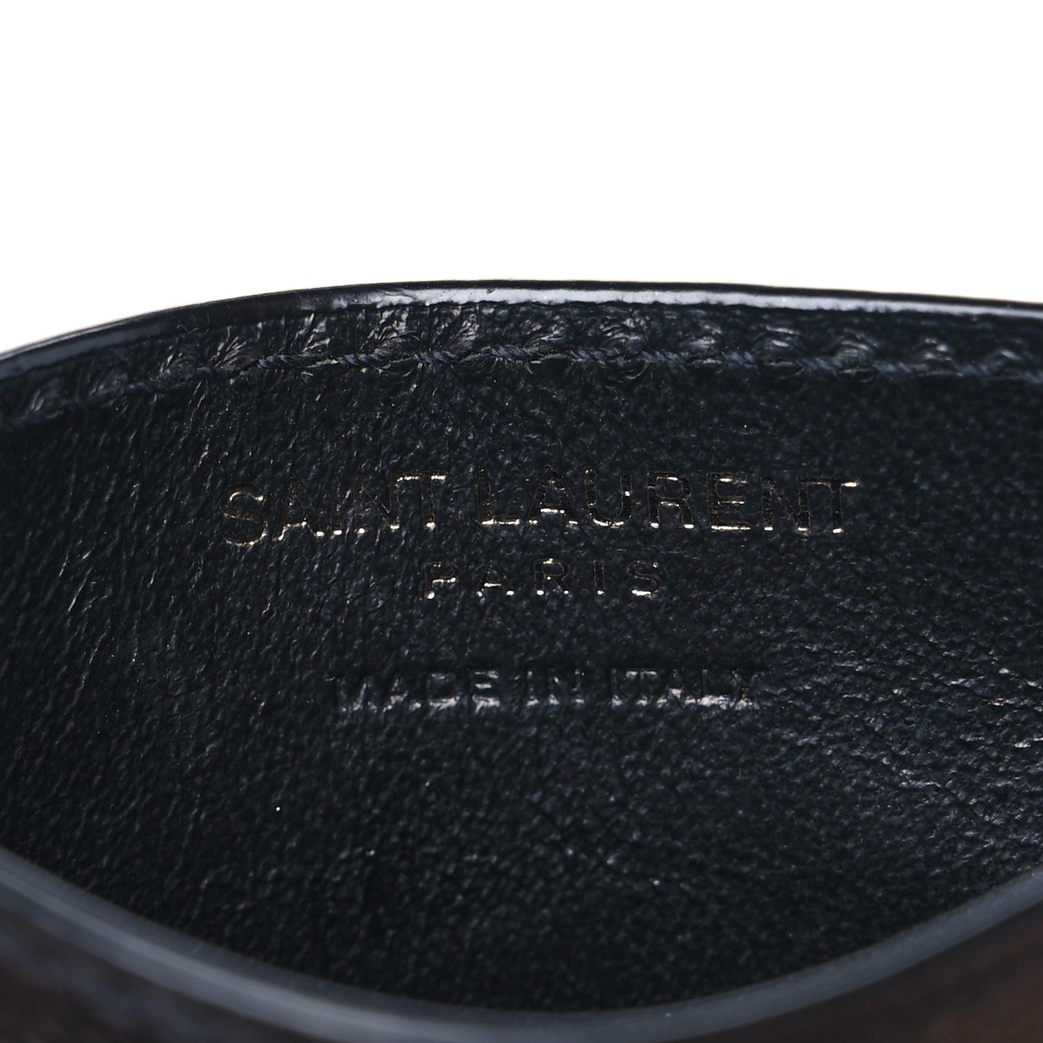 Saint Laurent Grain De Poudre Matelasse Chevron Monochrome Monogram Credit Card Case Black 6 of 6