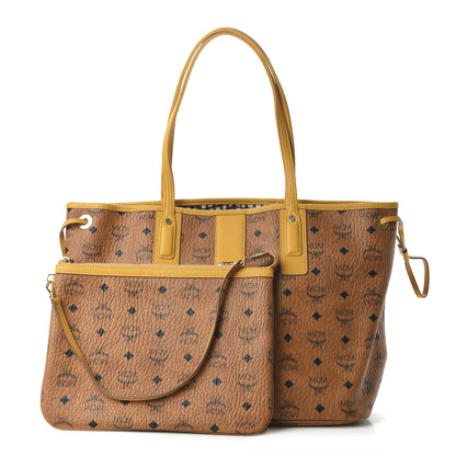 MCM Visetos Medium Liz Reversible Shopper Tote Cognac Yellow 9 of 16