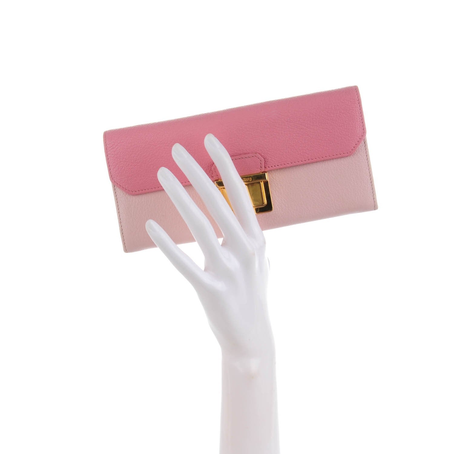 Miu Miu Goatskin Madras Flap Wallet Rosa 2 of 8
