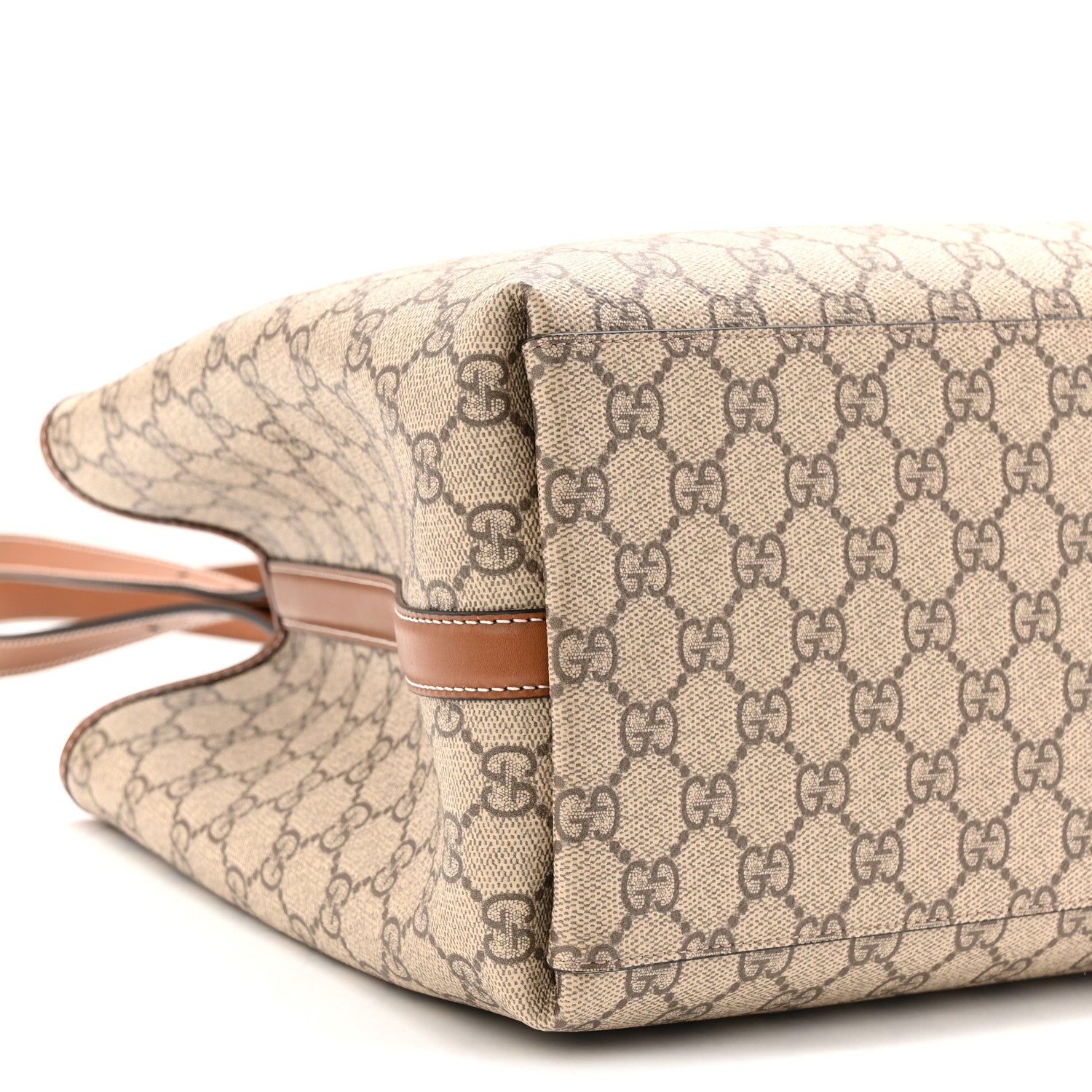 Gucci GG Supreme Monogram Emblem Large Tote Bag Beige Dark Brown 8 of 9