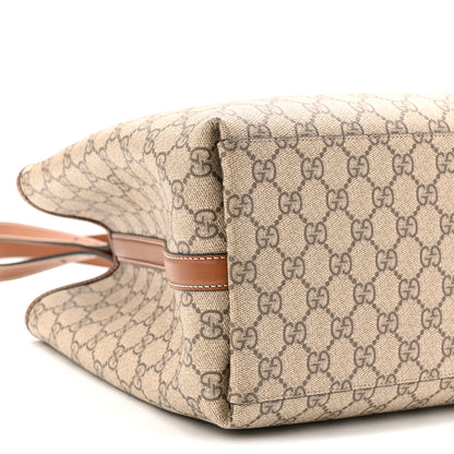 Gucci GG Supreme Monogram Emblem Large Tote Bag Beige Dark Brown 8 of 9