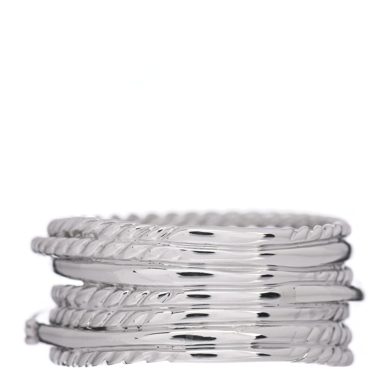 David Yurman Sterling Silver Diamond 11mm Wide Crossover Cable Ring 56 7.5 3 of 5