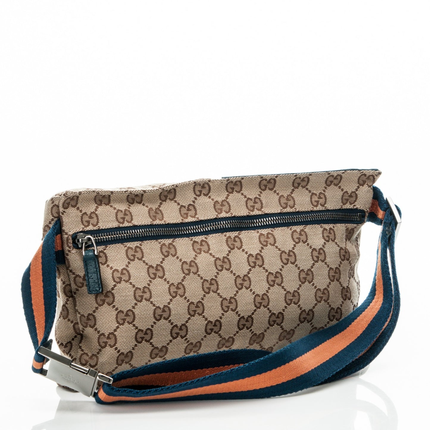 GG Monogram Web Double Pocket Belt Bag Turquoise