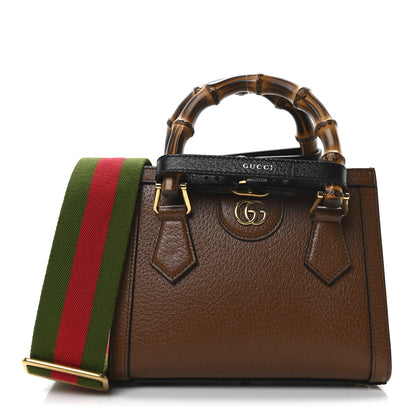 Gucci Textured Dollar Calfskin Web Mini Diana Tote Bag Cuir Black 1 of 9