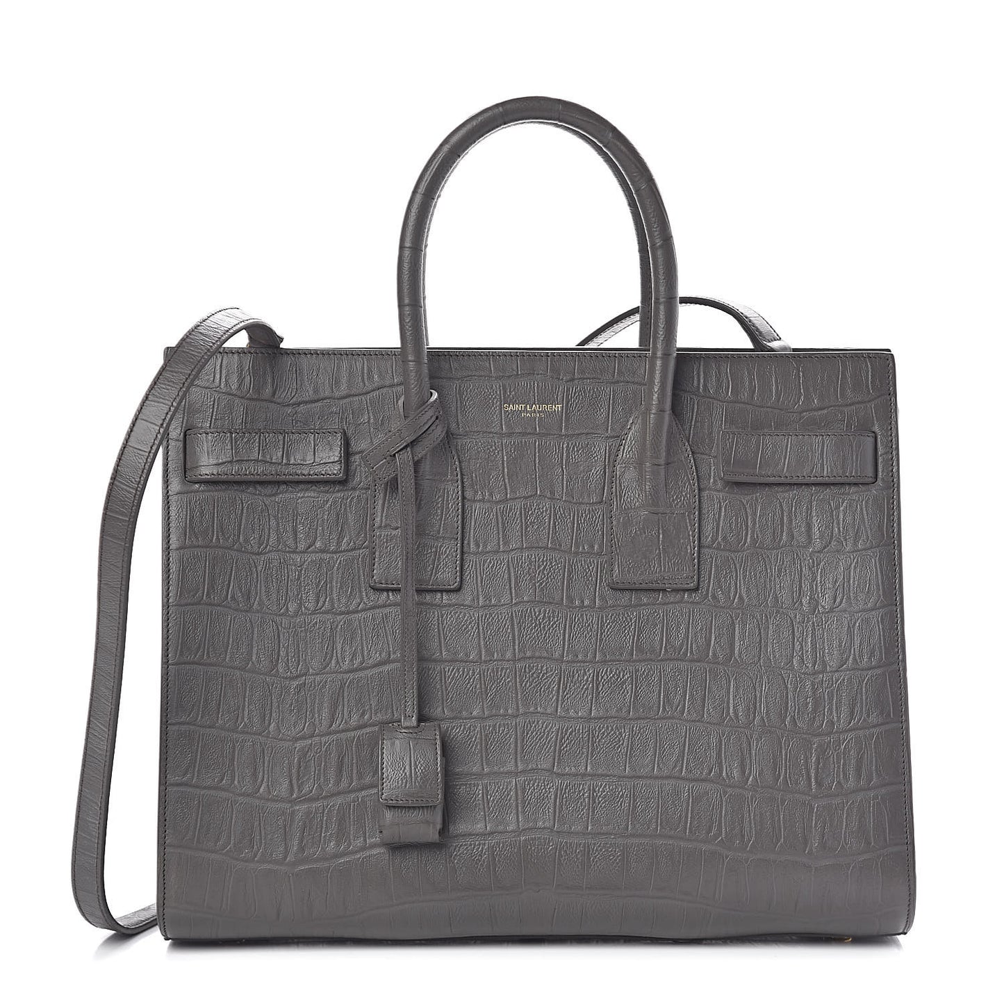 Calfskin Crocodile Embossed Small Sac De Jour Fog
