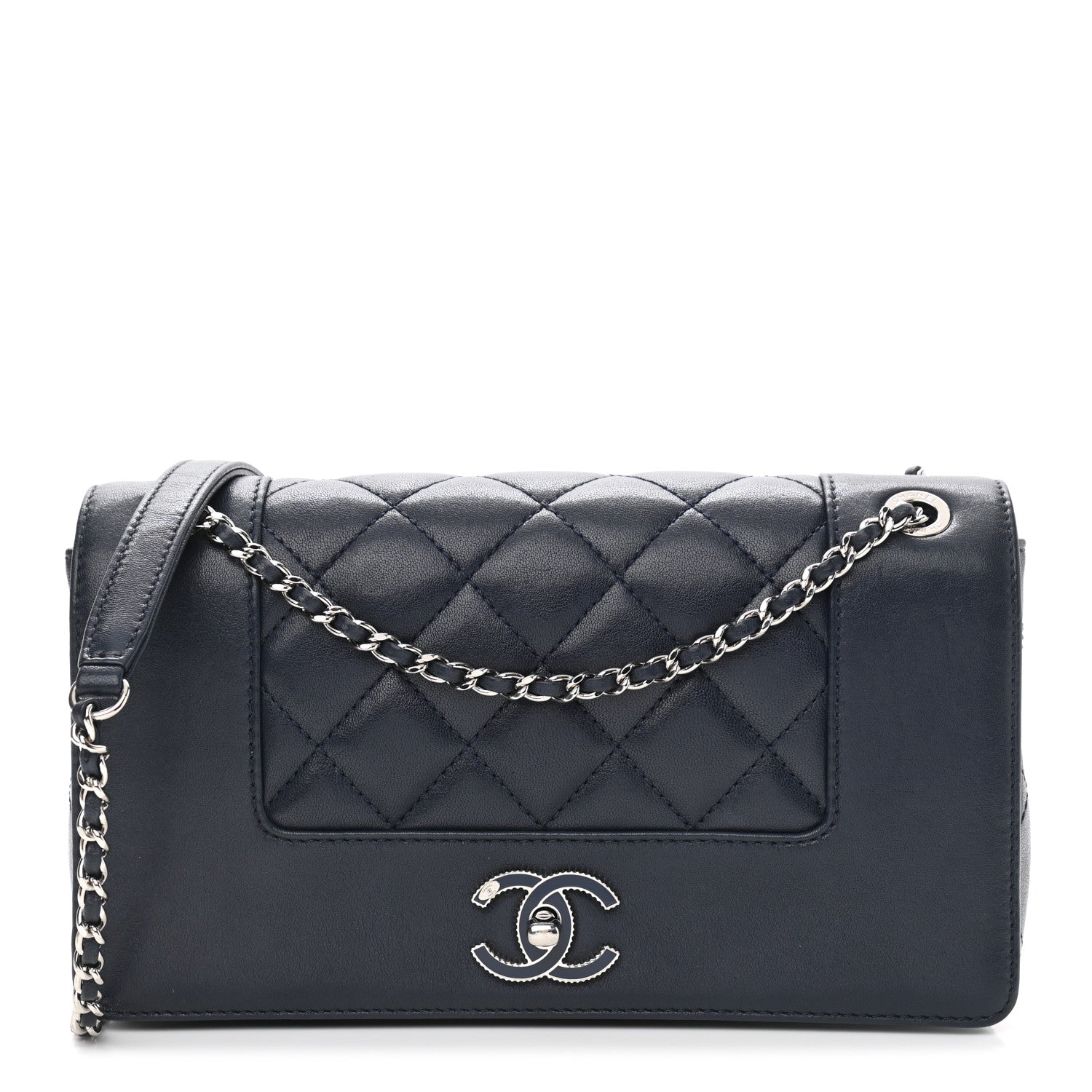Chanel Sheepskin Quilted Medium Vintage Mademoiselle Flap Dark Navy 1 of 13