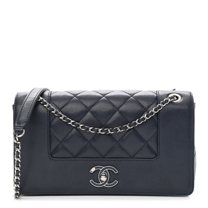 Chanel Sheepskin Quilted Medium Vintage Mademoiselle Flap Dark Navy 1 of 13