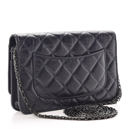 Chanel Aged Calfskin Quilted Reissue Wallet On Chain WOC Navy 3 of 8