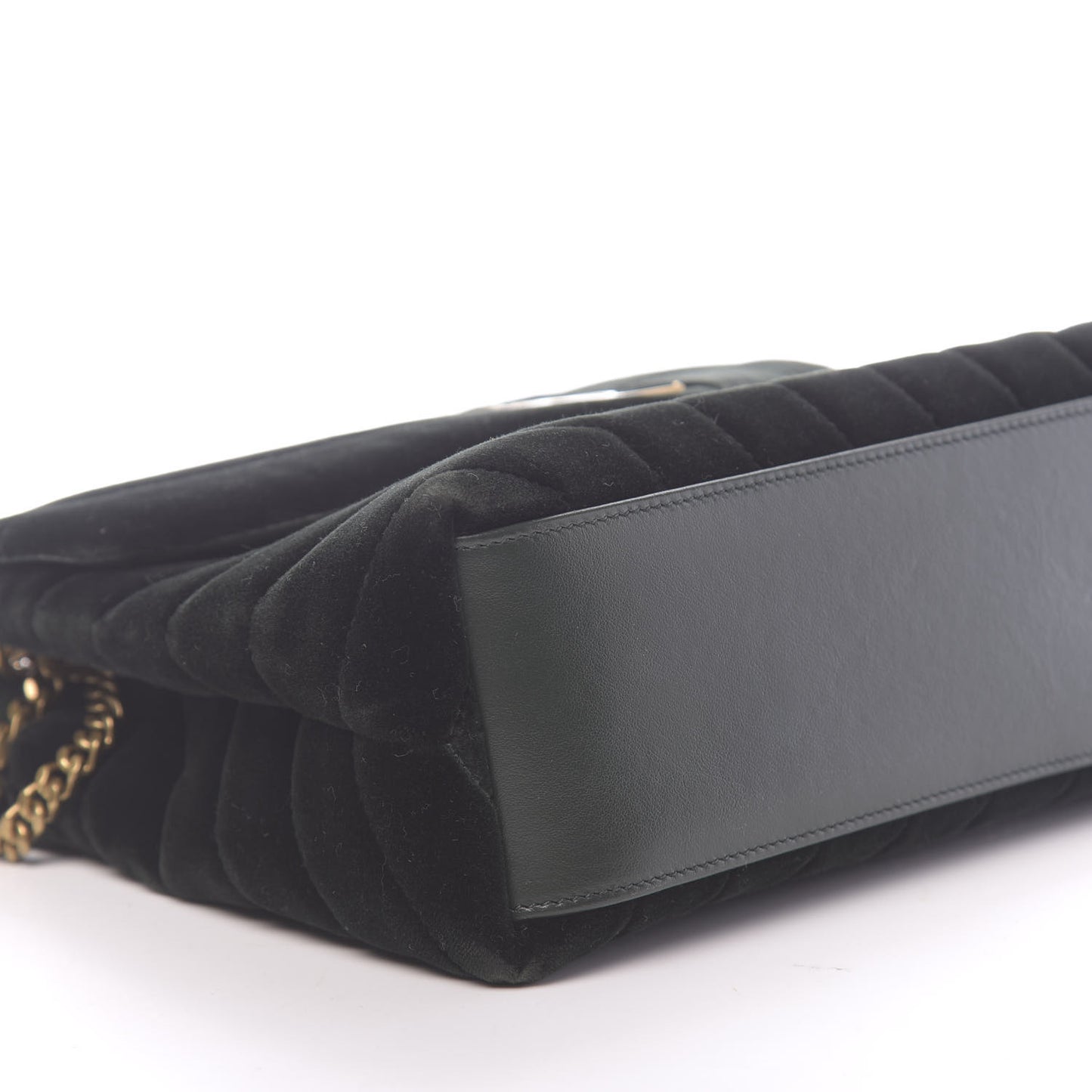Velvet Y Quilted Monogram Small Loulou Chain Satchel Dark Green