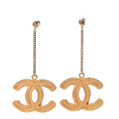 Chanel CC Drop Earrings Matte Gold 1 of 5