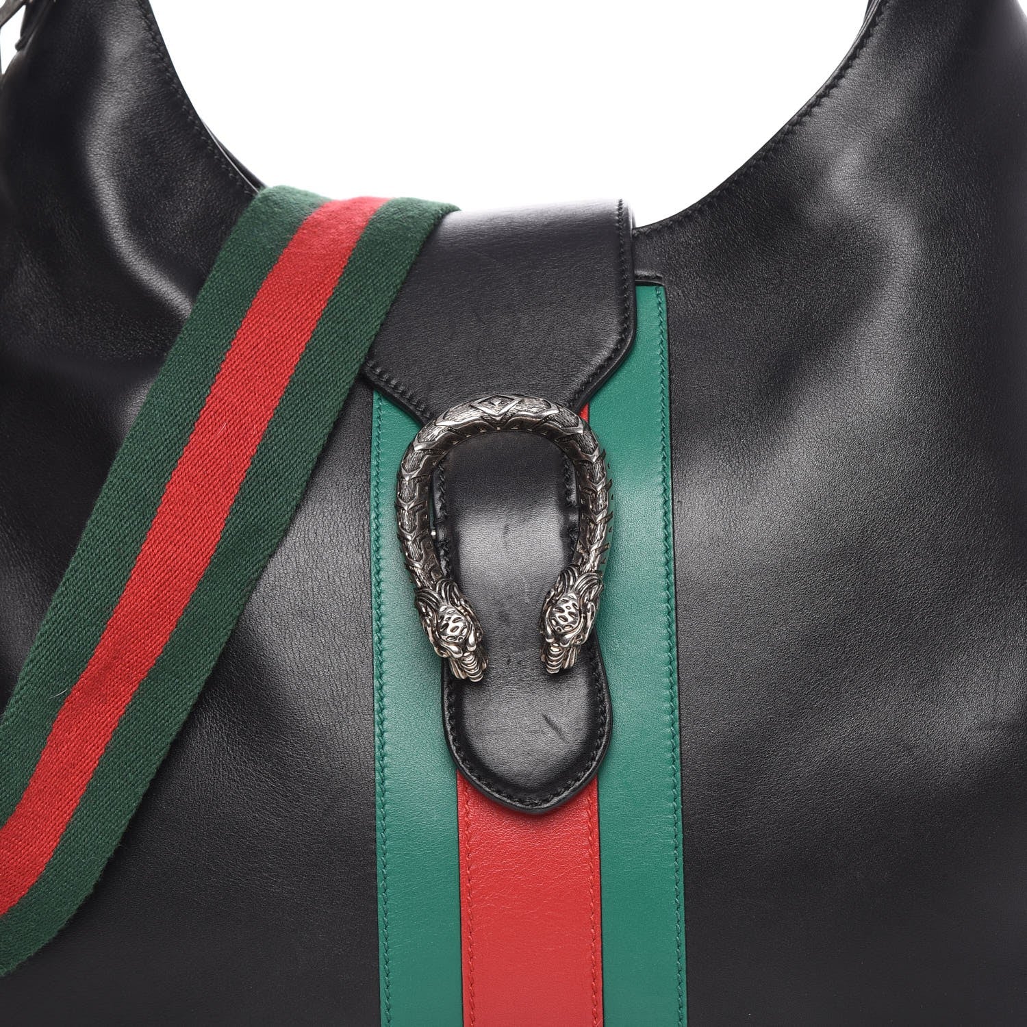 Gucci Calfskin Web Stripe Medium Dionysus Hobo Black 10 of 11