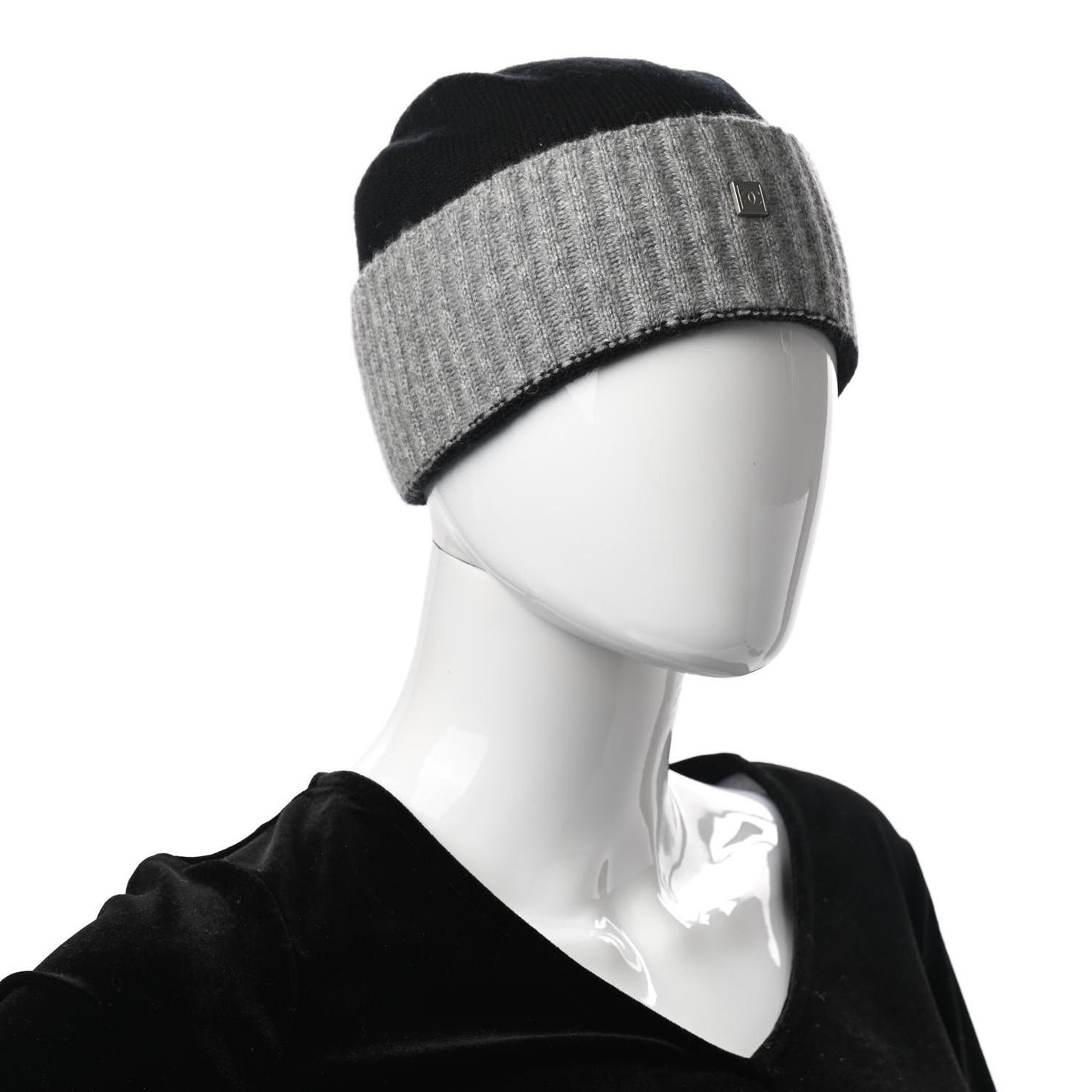 Cashmere CC Beanie Hat Black Grey