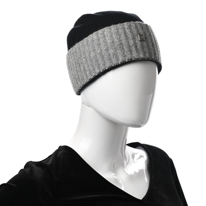 Chanel Cashmere CC Beanie Hat Black Grey 2 of 5
